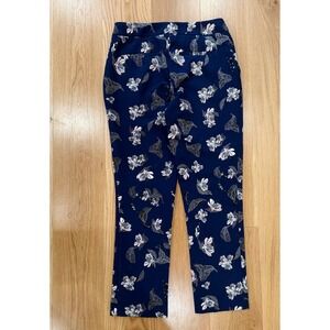 Cynthia Rowley Navy Pink Floral Print Cropped Ankle Pants Size 4